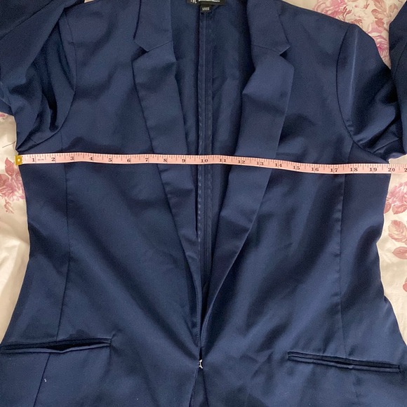 INC Women’s 3/4 Sleeve Menswear Blazer Navy Blue - Picture 6 of 16